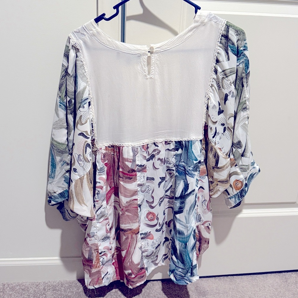 Young Threads Floral Abstract Patterned Dolman Sleeve Blouse Large - Picture 4 of 8